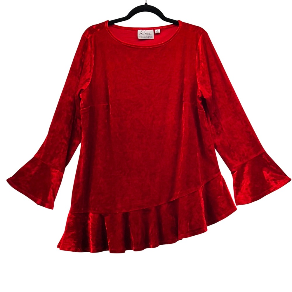 Linea by Louis Dell Olio Y2K Velvet Blouse Red Large